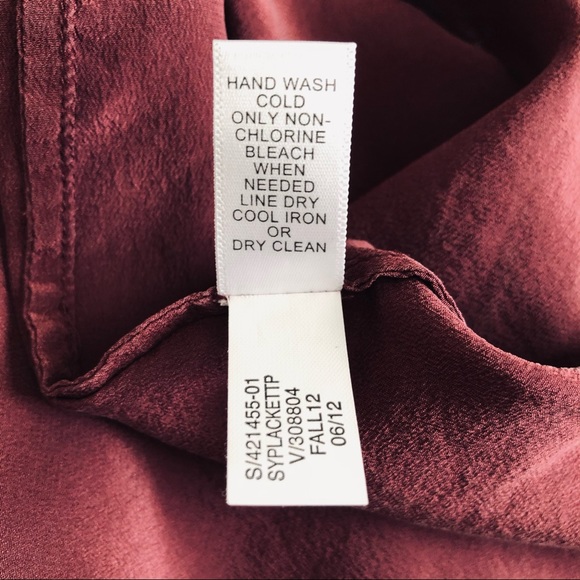 Banana Republic Maroon Silk Long Sleeve Blouse - Picture 5 of 5